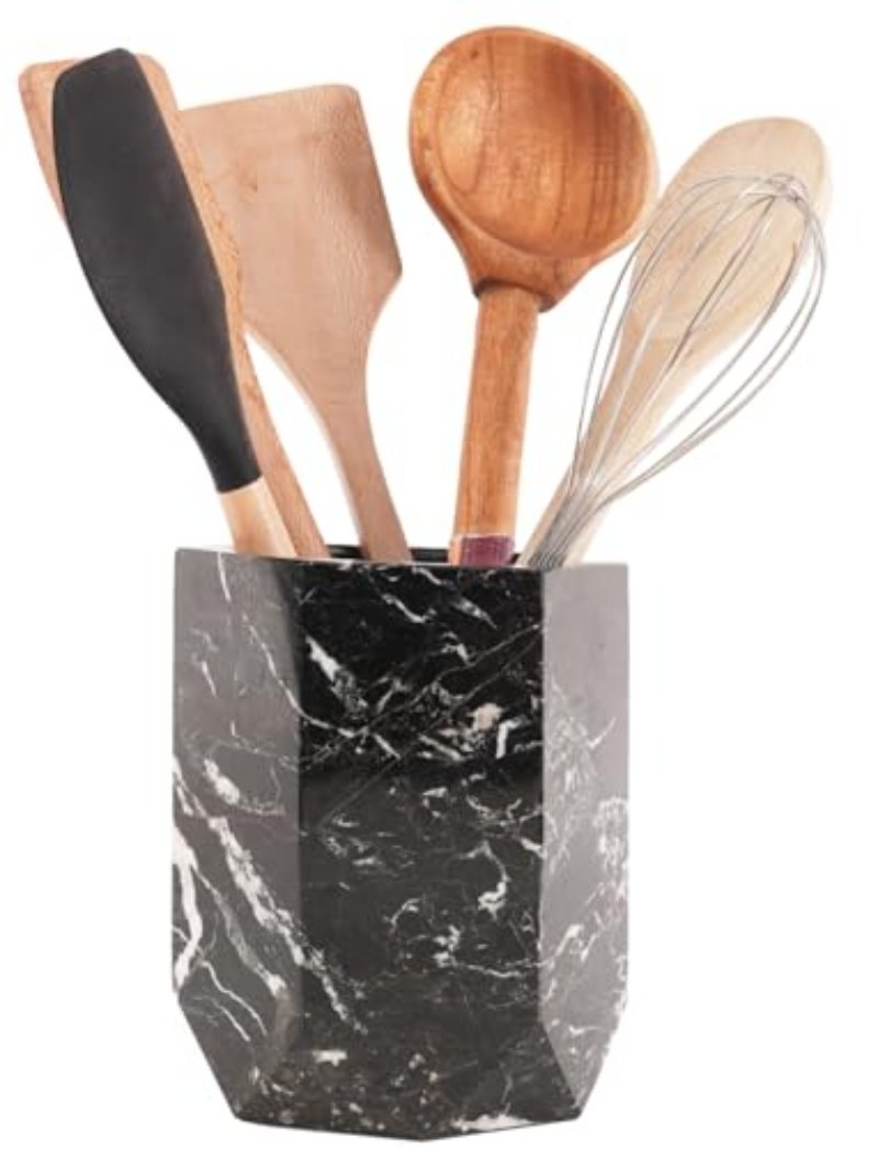 Marble Utensil Holder For Kitchen Countertop - Flatware Caddy Kitchen Organizer-1