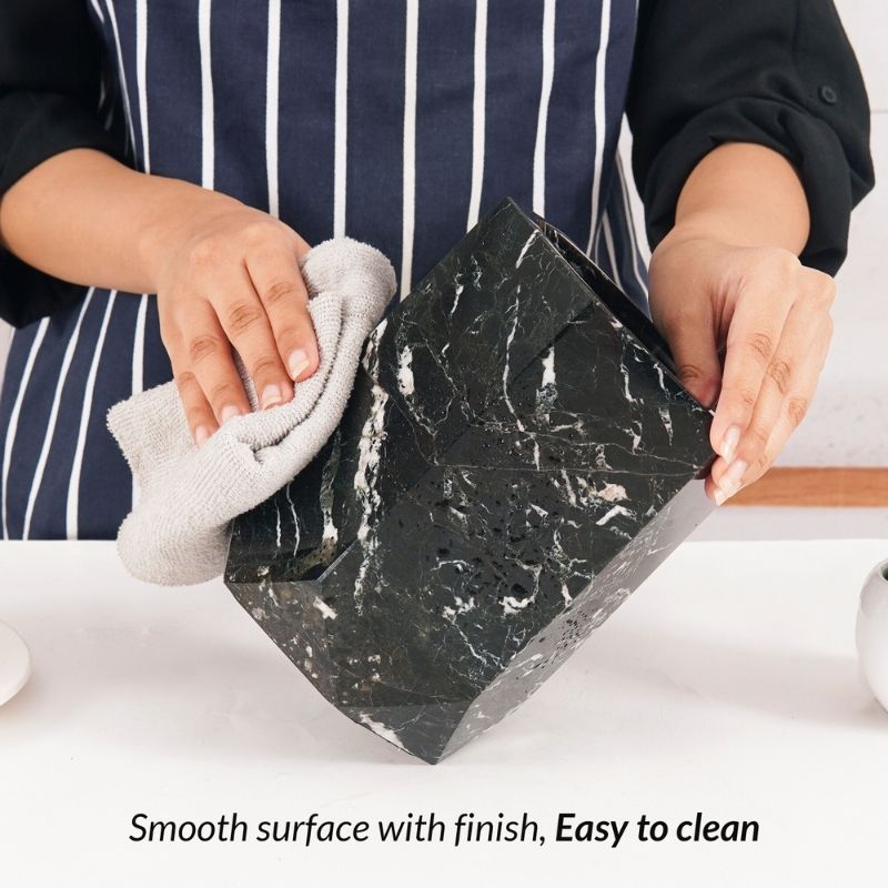 Marble Utensil Holder For Kitchen Countertop - Flatware Caddy Kitchen Organizer-3