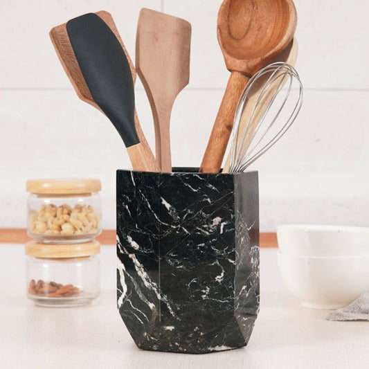 Marble Utensil Holder For Kitchen Countertop - Flatware Caddy Kitchen Organizer-0